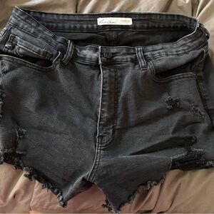 KanCan Dark Gray Distressed Jean Shorts